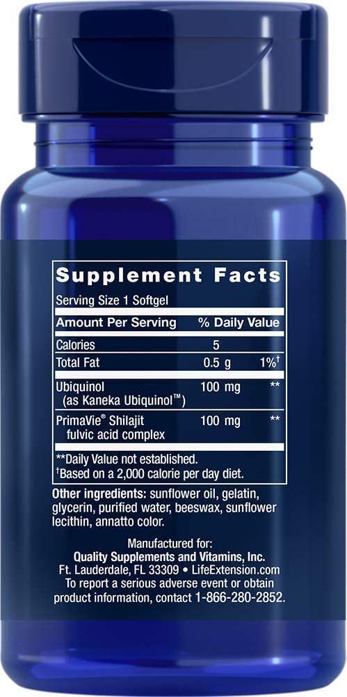 Super Ubiquinol CoQ10 Supplement fact