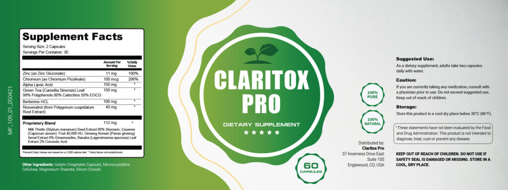 Claritox Pro Supplement Fact