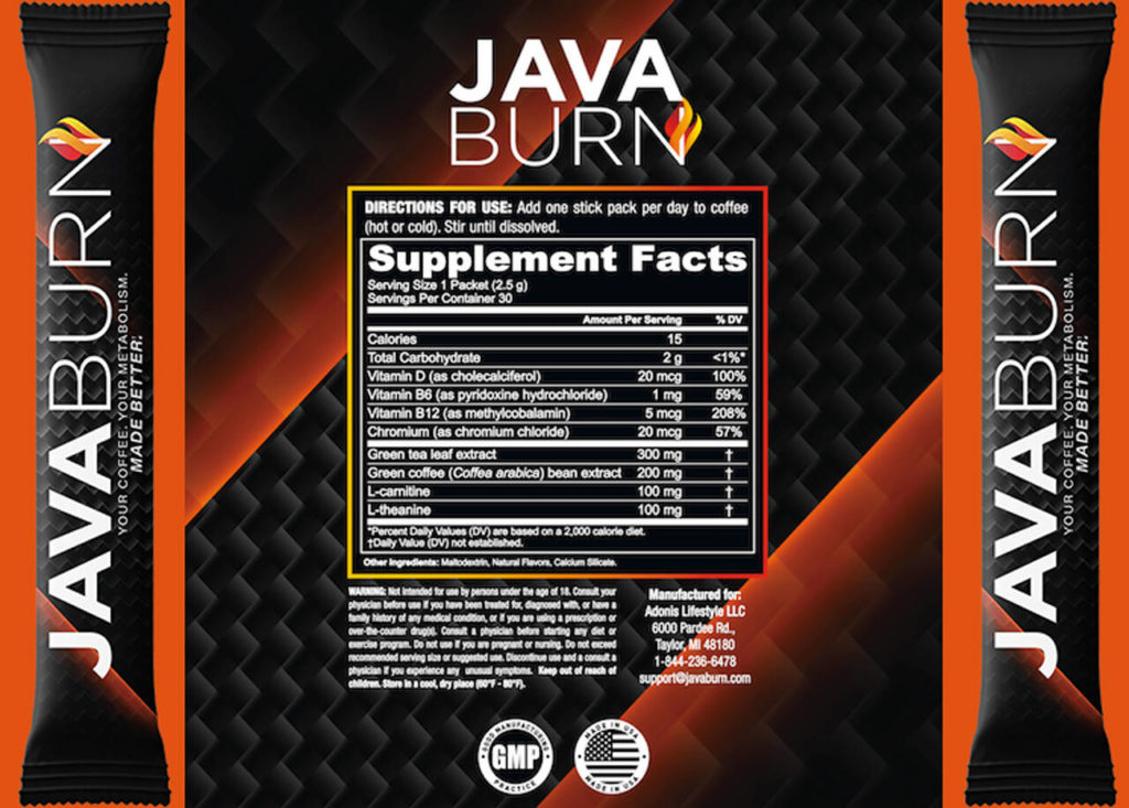 Java Burn Coffee Supplement Facts
