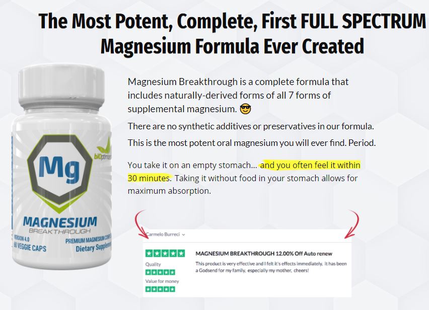 Magnesium Breakthrough Reviews + 10% OFF Coupon 