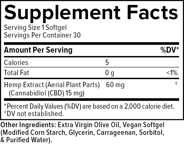 CV Sciences +PlusCBD Extra Strength Softgels Supplement Facts